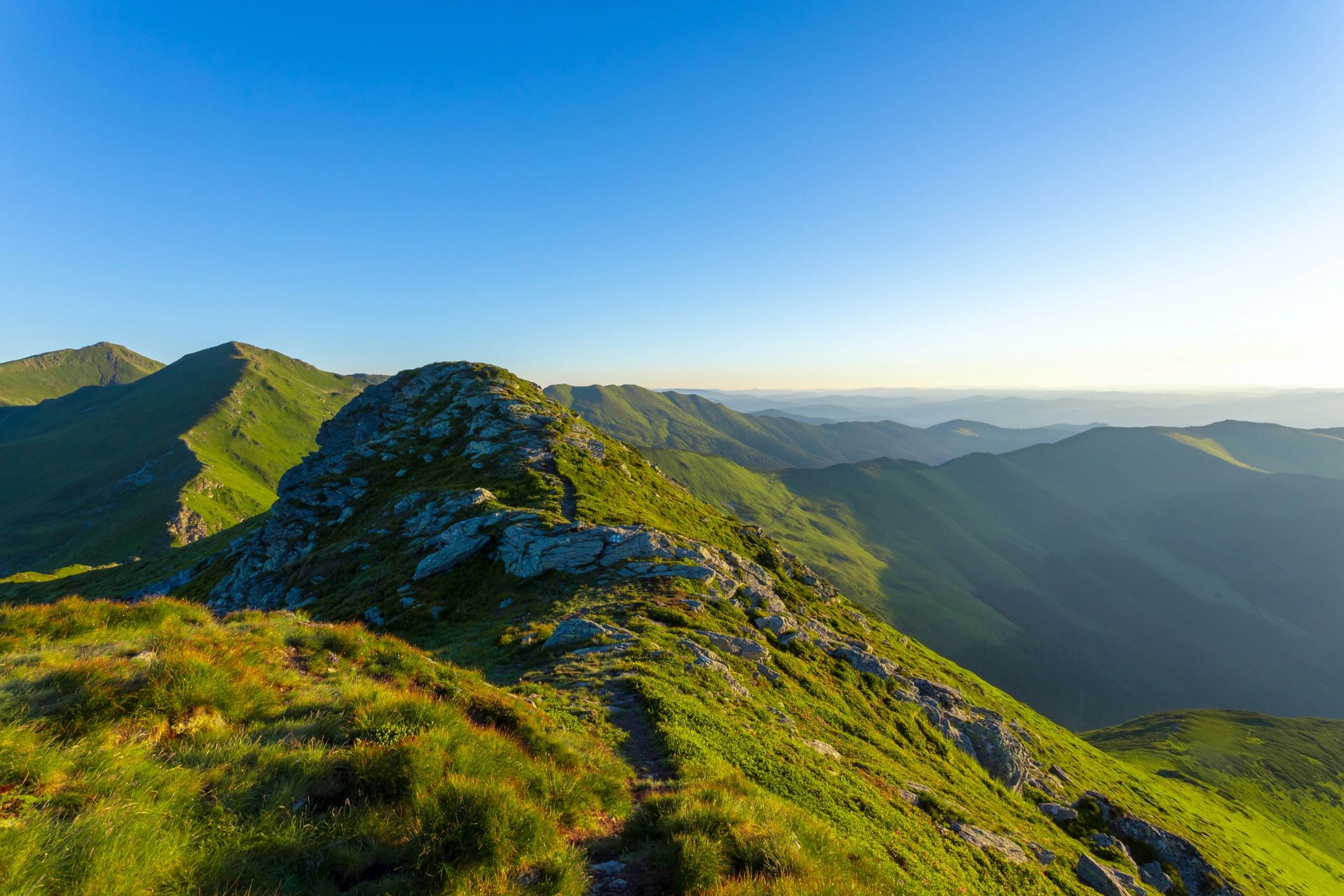 Sunrise over a mountain ridge